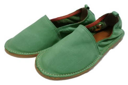 【モモ MO-2 グリーン】ぺたんこ柔らか本革シューズ